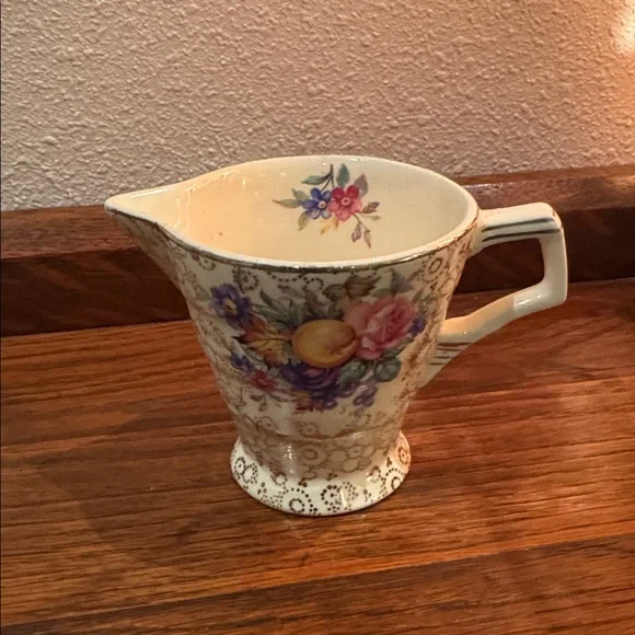 Antique H&K Tunstall Made in England Creamer Elegant Floral Gold Purple art deco - Picture 1 of 5